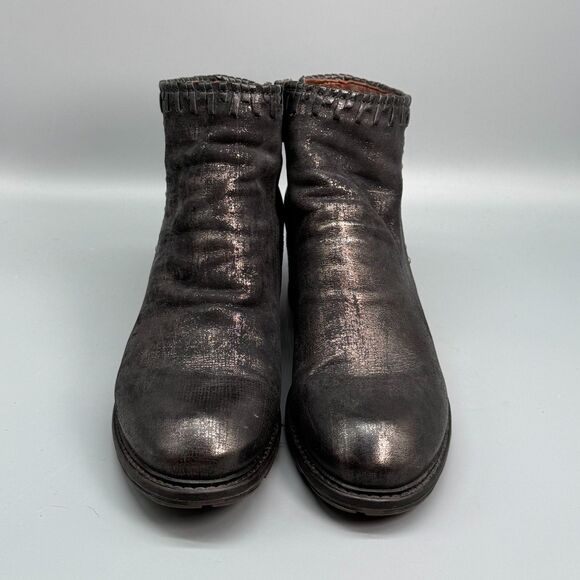 A.S.98 Airstep Womens 9.5 - 10 Metallic Gold Black Zip Bootie Boot Retro Vintage - Picture 2 of 12